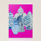 Hot Pink Blue and White Ginger Jars  Stationery Card Gallery Image 2