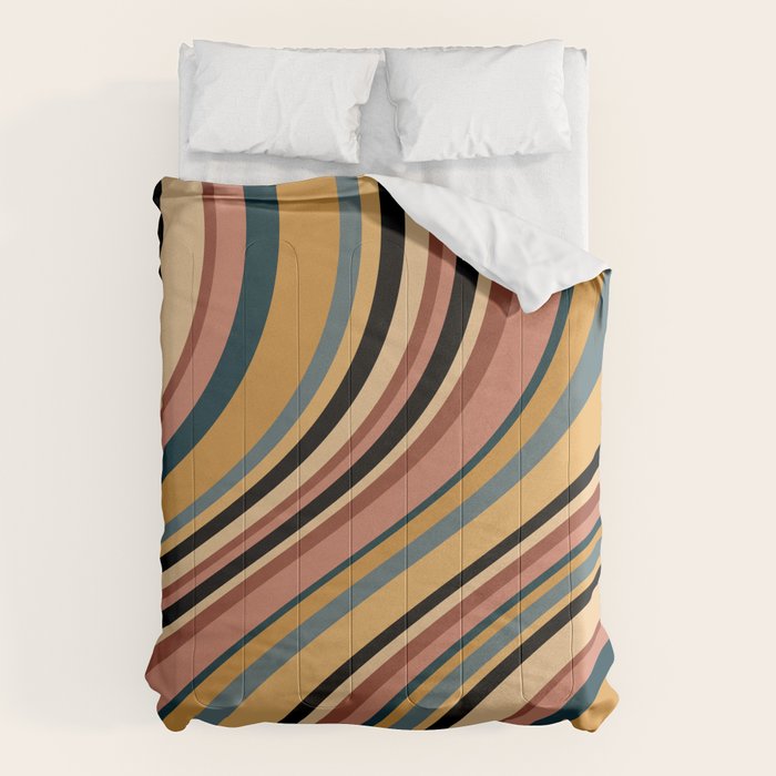 Wavy Stripes X - Vintage Neutral Comforter Gallery Image 6