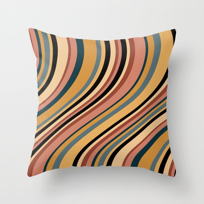 Wavy Stripes X - Vintage Neutral Throw Pillow Gallery Image 1