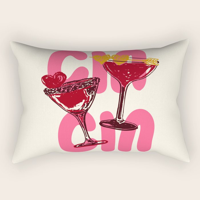 Cin Cin Heart Cocktail Illustration Rectangular Pillow Gallery Image 1