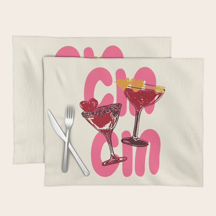 Cin Cin Heart Cocktail Illustration Placemat Gallery Image 1