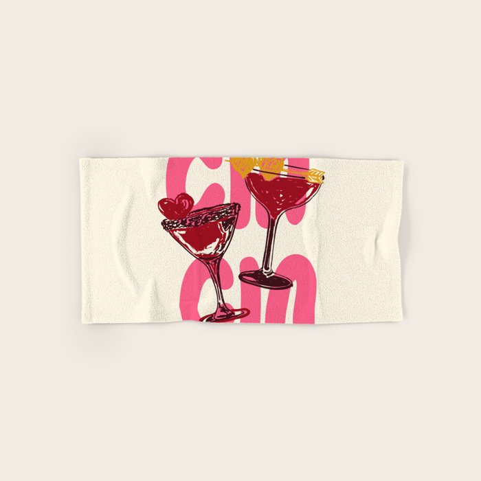 Cin Cin Heart Cocktail Illustration Bath Towel Gallery Image 1