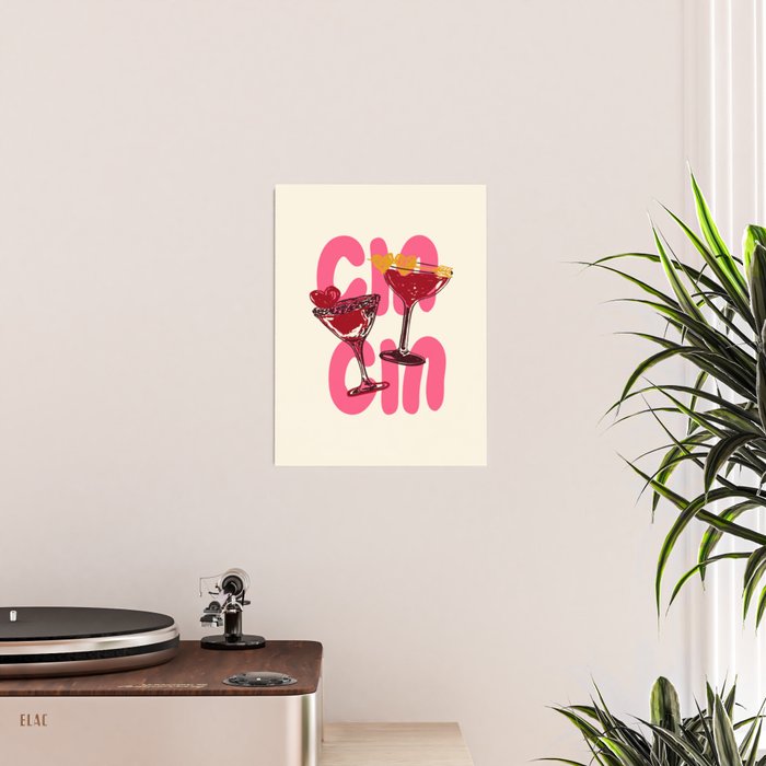 Cin Cin Heart Cocktail Illustration Poster Gallery Image 2