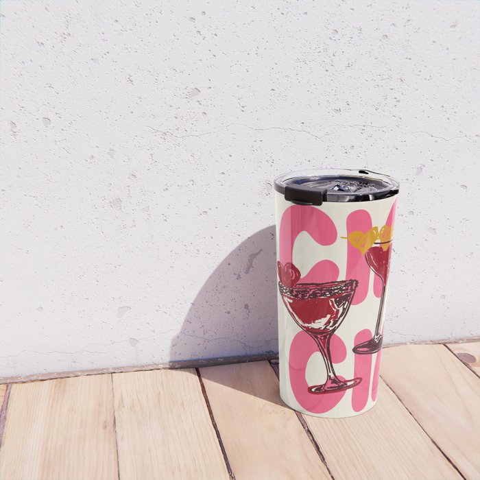 Cin Cin Heart Cocktail Illustration Travel Mug Gallery Image 4