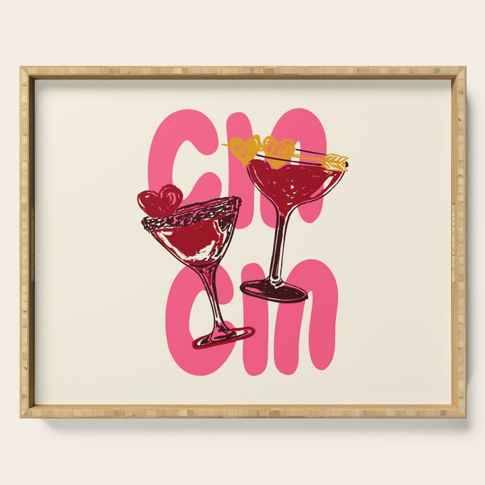 Cin Cin Heart Cocktail Illustration Serving Tray Gallery Image 1