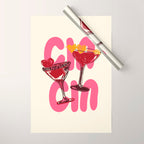 Cin Cin Heart Cocktail Illustration Wrapping Paper Gallery Image 1