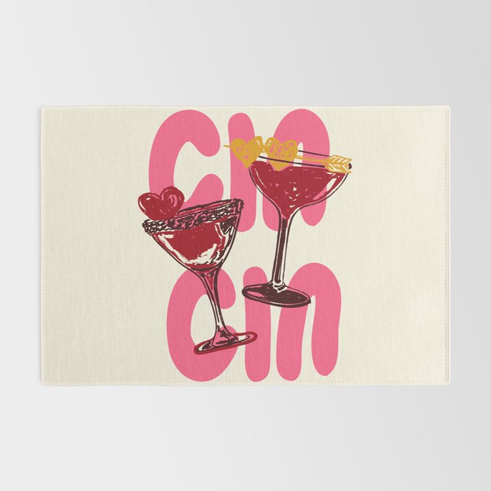 Cin Cin Heart Cocktail Illustration Rug Gallery Image 2