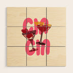 Cin Cin Heart Cocktail Illustration Wood Wall Art Gallery Image 1
