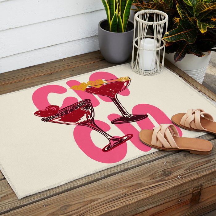 Cin Cin Heart Cocktail Illustration Outdoor Rug Gallery Image 2