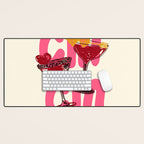 Cin Cin Heart Cocktail Illustration Desk Mat Gallery Image 1