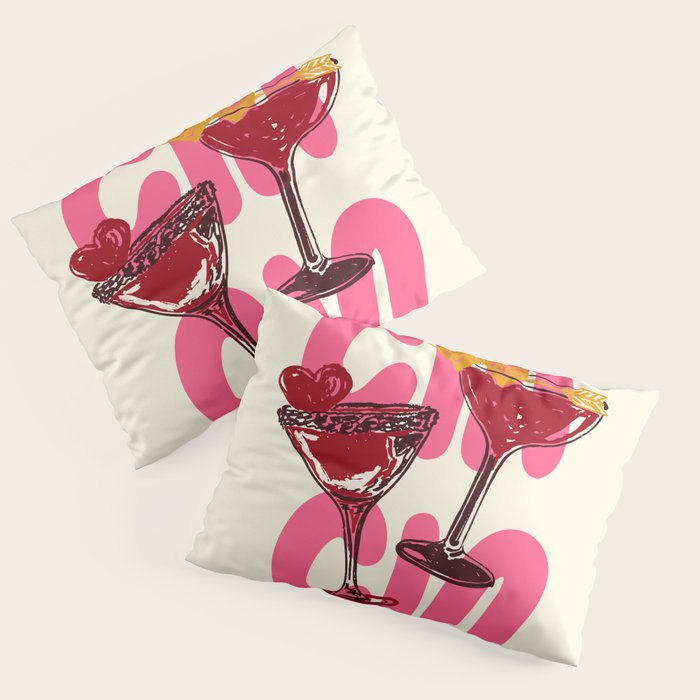 Cin Cin Heart Cocktail Illustration Pillow Sham Gallery Image 3