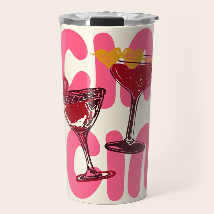 Cin Cin Heart Cocktail Illustration Travel Mug Gallery Image 1