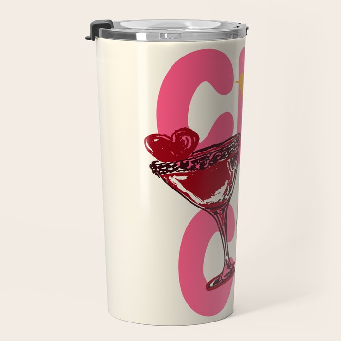 Cin Cin Heart Cocktail Illustration Travel Mug Gallery Image 3