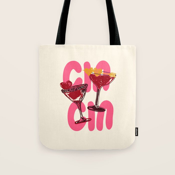 Cin Cin Heart Cocktail Illustration Tote Bag Gallery Image 1