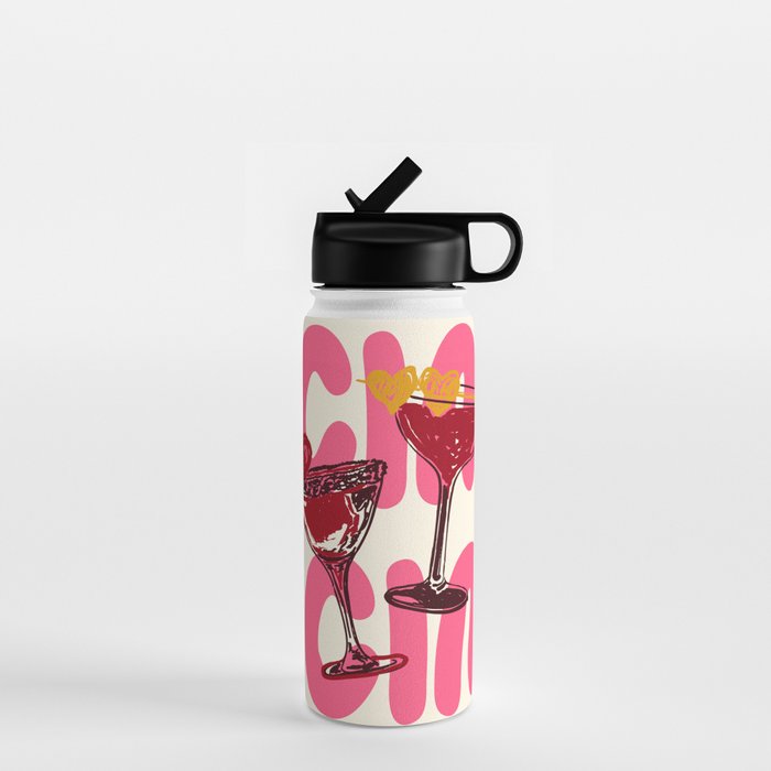 Cin Cin Heart Cocktail Illustration Water Bottle Gallery Image 1