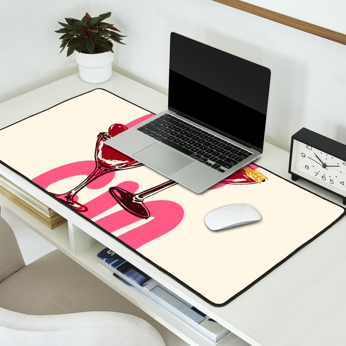 Cin Cin Heart Cocktail Illustration Desk Mat Gallery Image 2