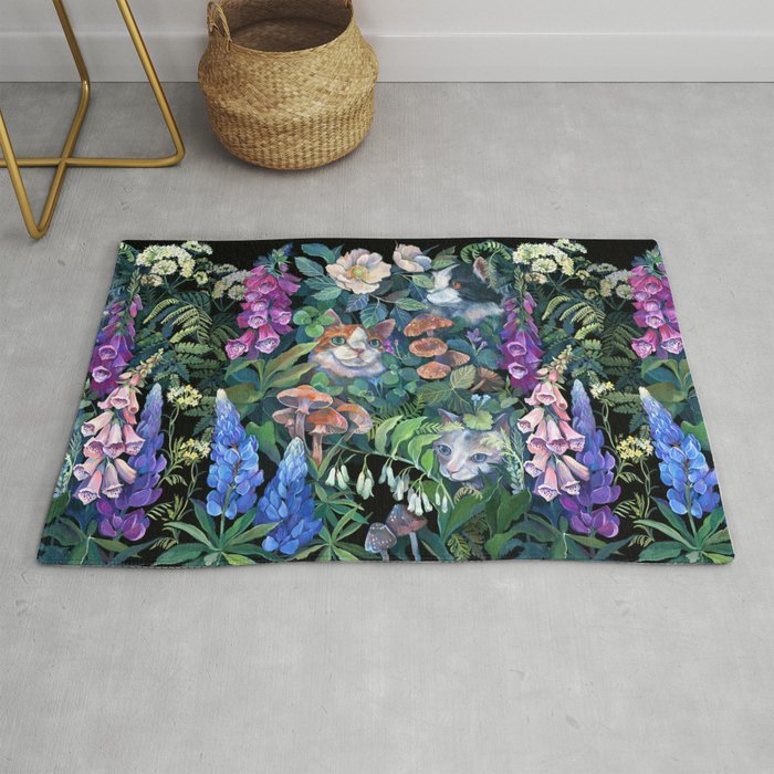 Cats Flower Garden Rug Gallery Image 1