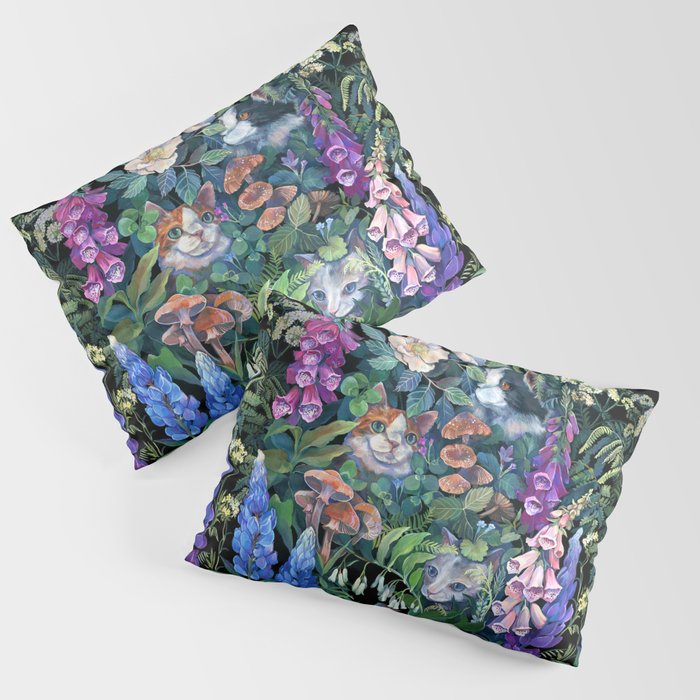 Cats Flower Garden Pillow Sham Gallery Image 1