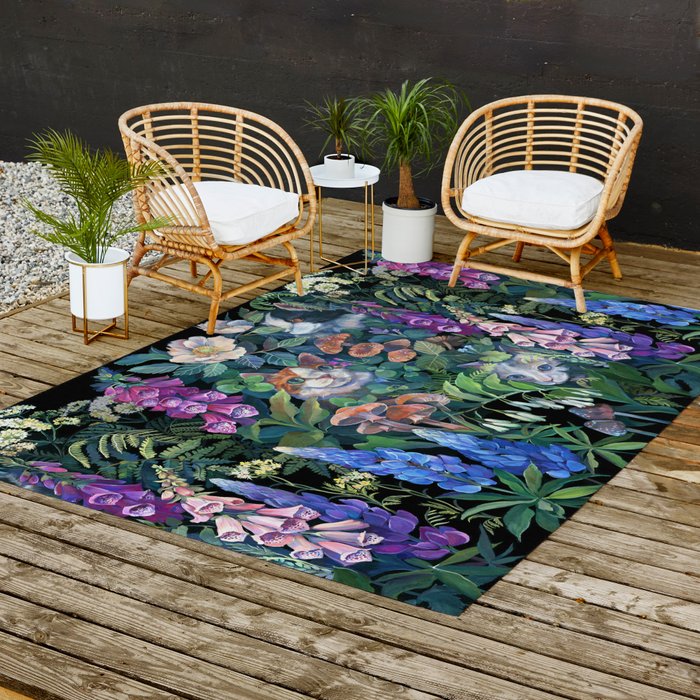 Cats Flower Garden Outdoor Rug Gallery Image 2
