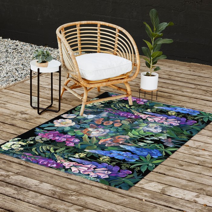 Cats Flower Garden Outdoor Rug Gallery Image 2