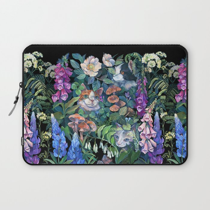 Cats Flower Garden Laptop Sleeve Gallery Image 1