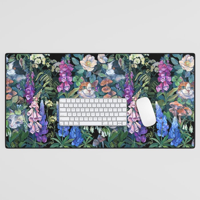 Cats Flower Garden Desk Mat Gallery Image 1