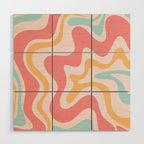 Retro Liquid Swirl Abstract Pattern Blush Pink Mustard Aqua Wood Wall Art Gallery Image 1