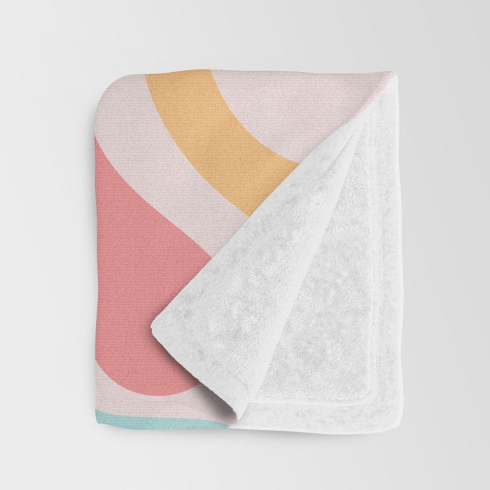 Retro Liquid Swirl Abstract Pattern Blush Pink Mustard Aqua Throw Blanket Gallery Image 3
