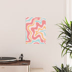 Retro Liquid Swirl Abstract Pattern Blush Pink Mustard Aqua Poster Gallery Image 2