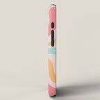 Retro Liquid Swirl Abstract Pattern Blush Pink Mustard Aqua iPhone Case Gallery Image 2
