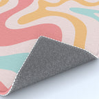 Retro Liquid Swirl Abstract Pattern Blush Pink Mustard Aqua Rug Gallery Image 4