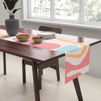 Retro Liquid Swirl Abstract Pattern Blush Pink Mustard Aqua Table Runner Gallery Image 2