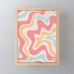 Retro Liquid Swirl Abstract Pattern Blush Pink Mustard Aqua Mini Art Print Gallery Image 1