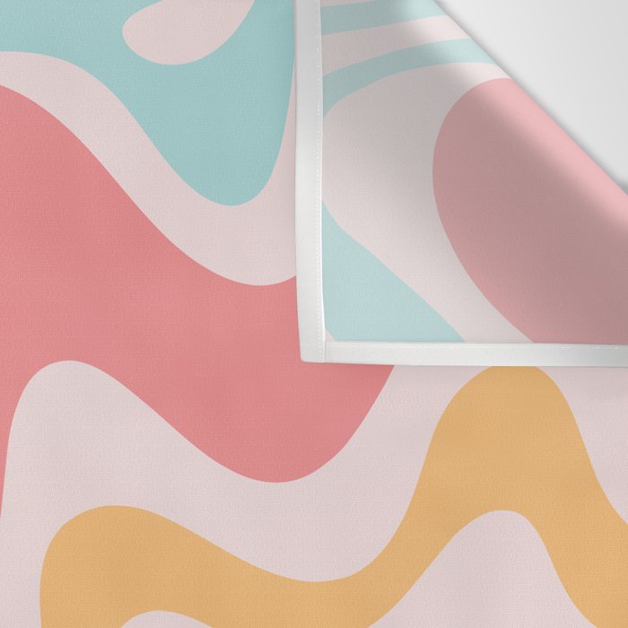 Retro Liquid Swirl Abstract Pattern Blush Pink Mustard Aqua Wall Tapestry Gallery Image 3