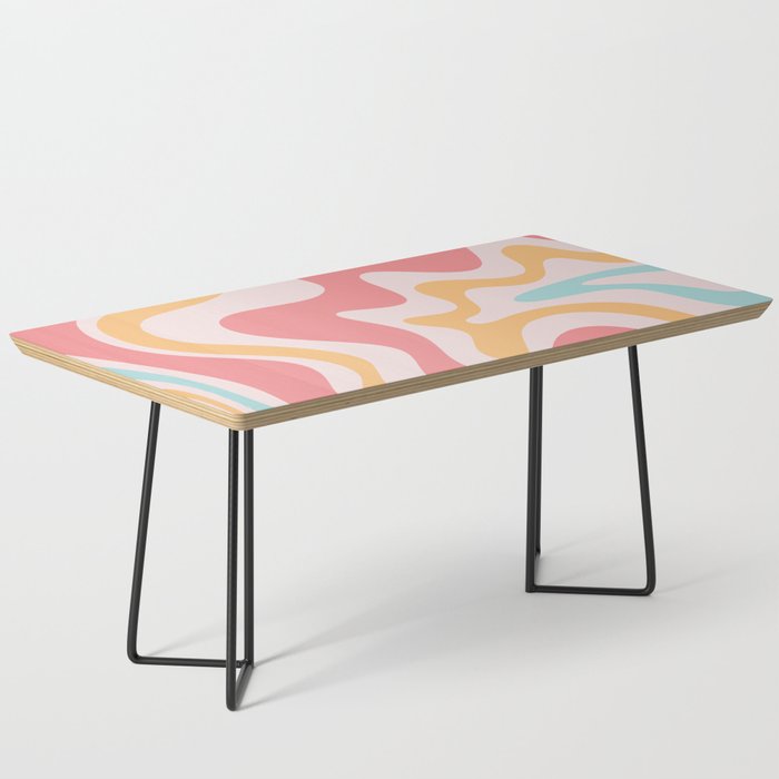 Retro Liquid Swirl Abstract Pattern Blush Pink Mustard Aqua Coffee Table Gallery Image 1