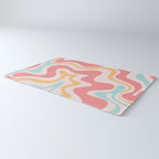 Retro Liquid Swirl Abstract Pattern Blush Pink Mustard Aqua Rug Gallery Image 3