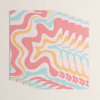 Retro Liquid Swirl Abstract Pattern Blush Pink Mustard Aqua Wrapping Paper Gallery Image 3