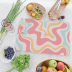 Retro Liquid Swirl Abstract Pattern Blush Pink Mustard Aqua Cutting Board Gallery Image 2