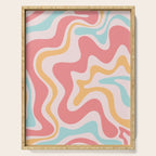 Retro Liquid Swirl Abstract Pattern Blush Pink Mustard Aqua Serving Tray Gallery Image 1