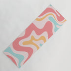 Retro Liquid Swirl Abstract Pattern Blush Pink Mustard Aqua Yoga Mat Gallery Image 1