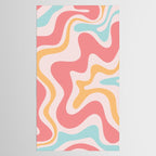 Retro Liquid Swirl Abstract Pattern Blush Pink Mustard Aqua Tablecloth Gallery Image 2