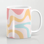 Retro Liquid Swirl Abstract Pattern Blush Pink Mustard Aqua Coffee Mug Gallery Image 1