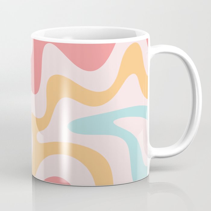 Retro Liquid Swirl Abstract Pattern Blush Pink Mustard Aqua Coffee Mug Gallery Image 1