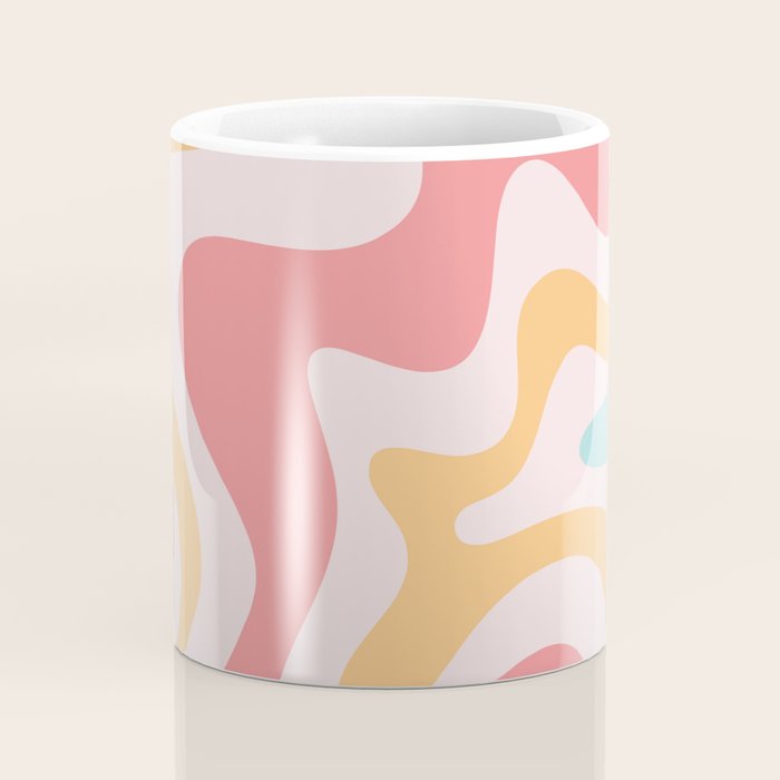 Retro Liquid Swirl Abstract Pattern Blush Pink Mustard Aqua Coffee Mug Gallery Image 4