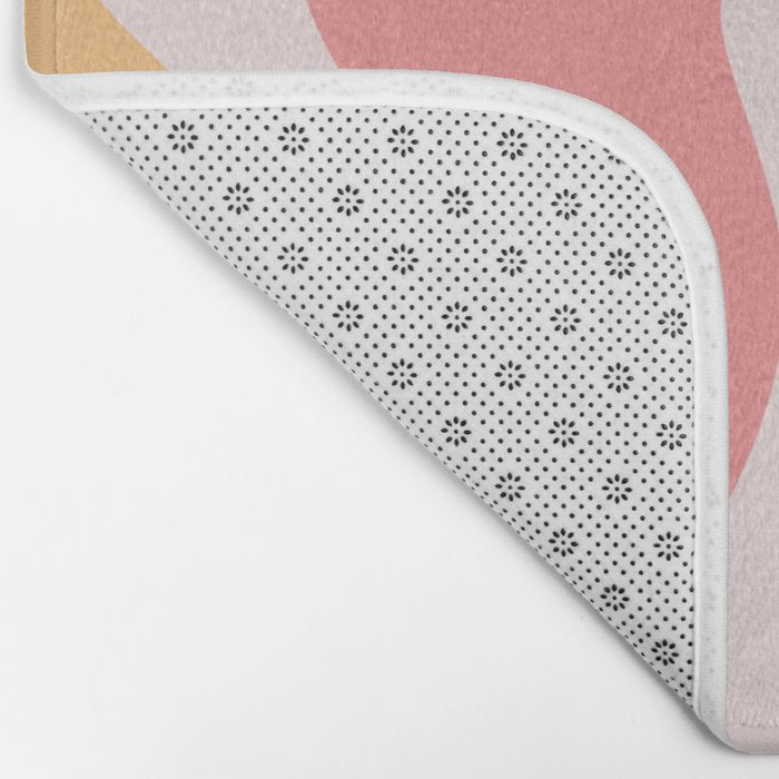 Retro Liquid Swirl Abstract Pattern Blush Pink Mustard Aqua Bath Mat Gallery Image 2