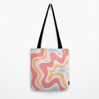 Retro Liquid Swirl Abstract Pattern Blush Pink Mustard Aqua Tote Bag Gallery Image 2