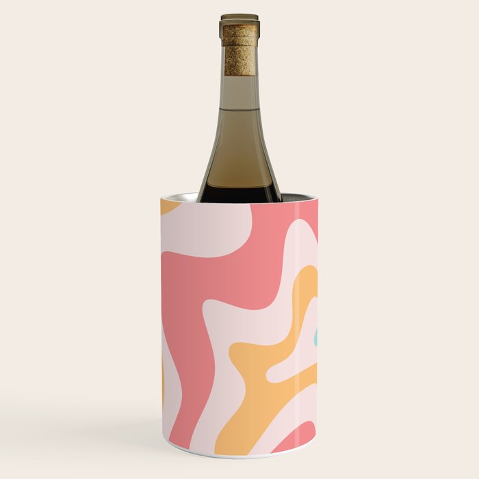 Retro Liquid Swirl Abstract Pattern Blush Pink Mustard Aqua Wine Chiller Gallery Image 1