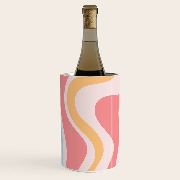 Retro Liquid Swirl Abstract Pattern Blush Pink Mustard Aqua Wine Chiller Gallery Image 2