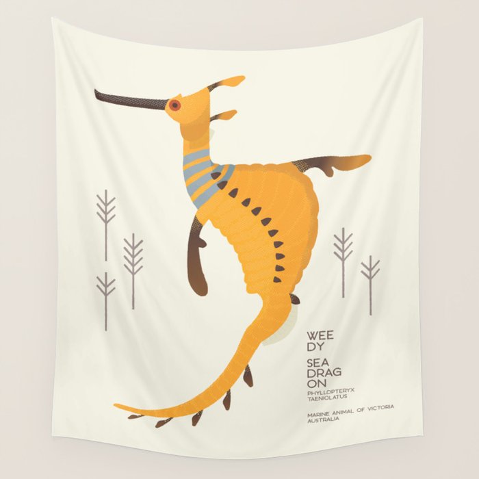 Weedy Seadragon, Marine Animal of Victoria, Australia Wall Tapestry Gallery Image 1