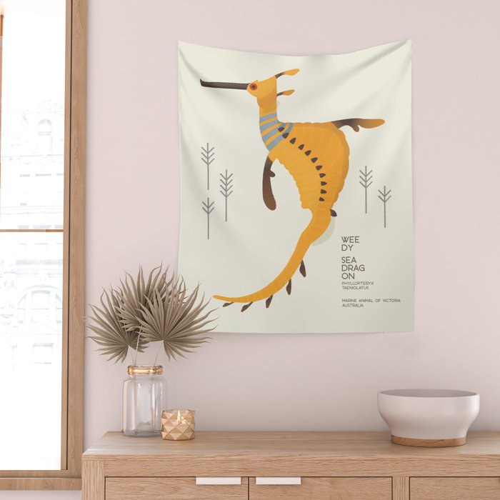 Weedy Seadragon, Marine Animal of Victoria, Australia Wall Tapestry Gallery Image 2
